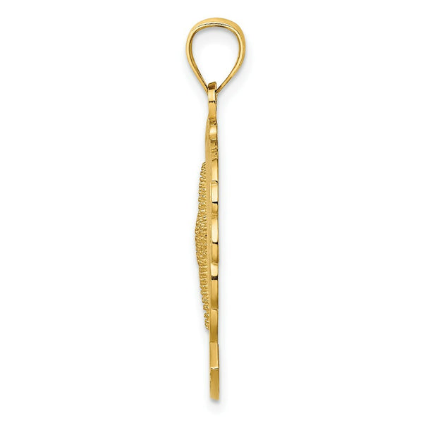 14K Yellow Gold FLORIDA Under Starfish & Dolphin Wave Frame Charm Pendant