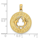 Load image into Gallery viewer, 14K Yellow Gold BONAIRE On Round Frame With Dolphins Charm Pendant
