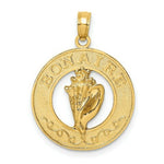 Load image into Gallery viewer, 14K Yellow Gold BONAIRE On Round Frame With Conch Shell Charm Pendant
