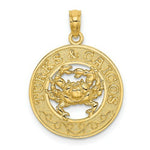 Load image into Gallery viewer, 14K Yellow Gold TURKS &amp; CAICOS On Round Frame With Crab Charm Pendant

