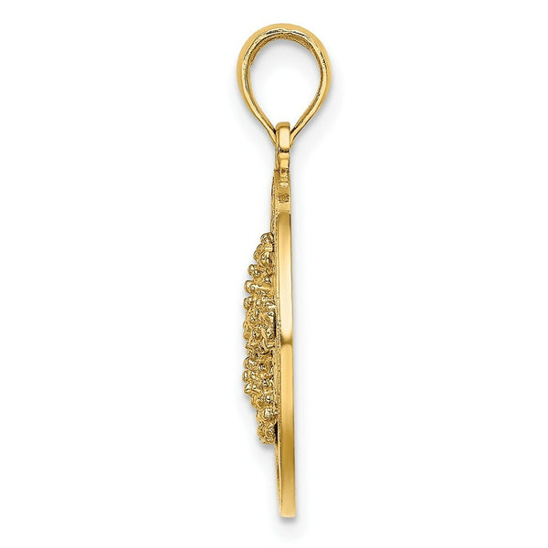 14K Yellow Gold CAPE COD ON ROUND FRAME With Starfish Charm Pendant