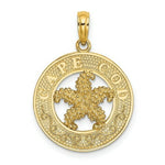 Load image into Gallery viewer, 14K Yellow Gold CAPE COD ON ROUND FRAME With Starfish Charm Pendant
