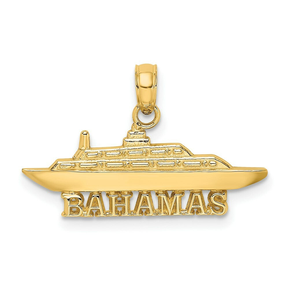 14K Yellow Gold 2-D Bahamas Cruise Ship Charm Pendant