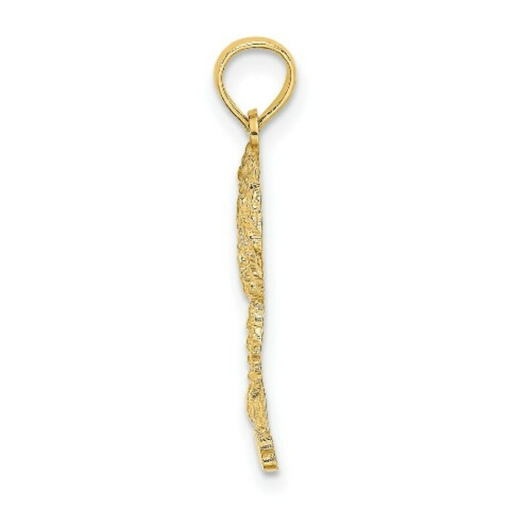 14K Yellow Gold 2-D Bahamas Under Palm Tree Charm Pendant