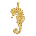 Load image into Gallery viewer, 14K Yellow Gold Textured 3-D SeaHorse Charm Pendant
