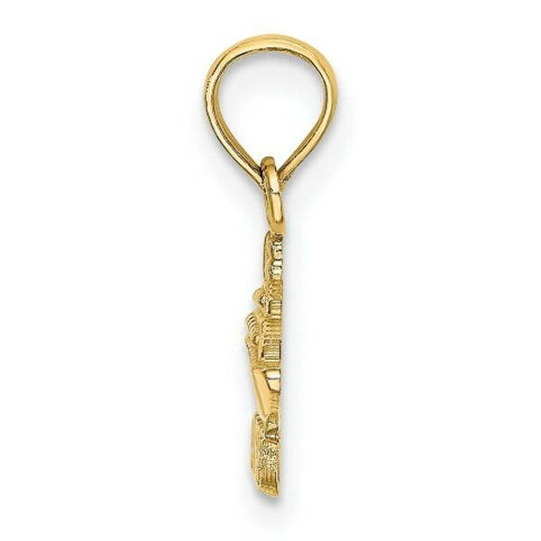 14K Yellow Gold 2-D Nassau Under Cruise Ship Charm Pendant