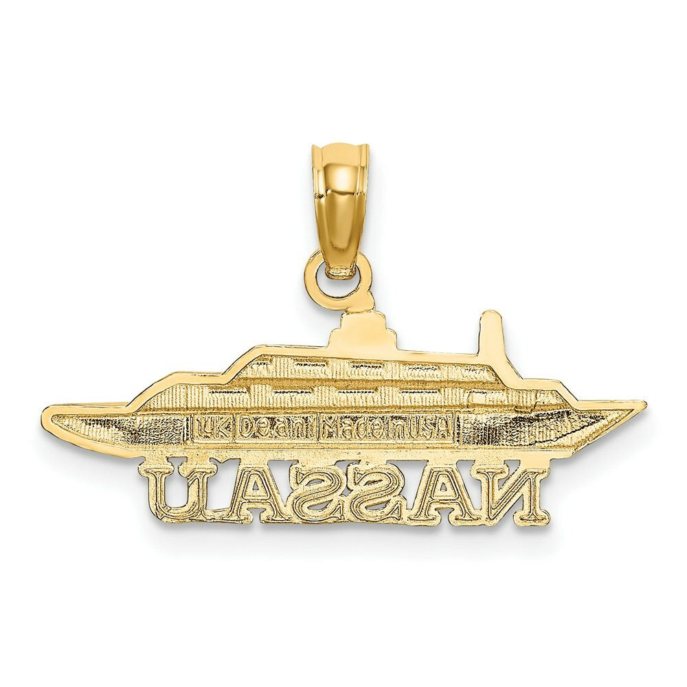 14K Yellow Gold 2-D Nassau Under Cruise Ship Charm Pendant