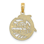 Load image into Gallery viewer, 14K Yellow Gold Nassau Bahamas Disk Dolphin Charm Pendant

