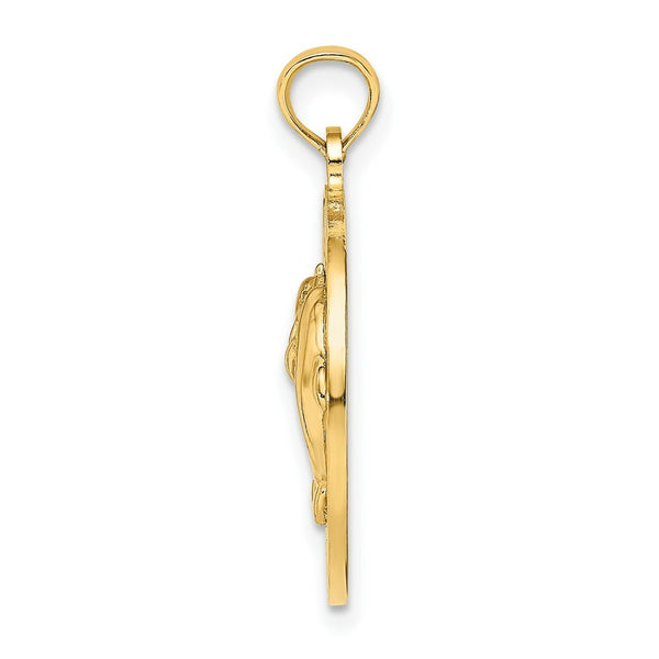14K Yellow Gold Bahamas Frame Dolphin Charm Pendant