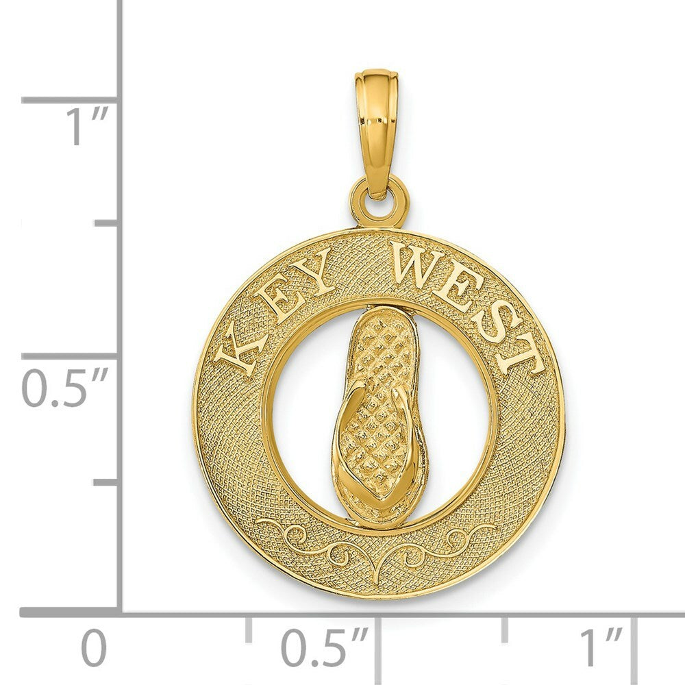 14K Yellow Gold Key West Flip Flop Pendant