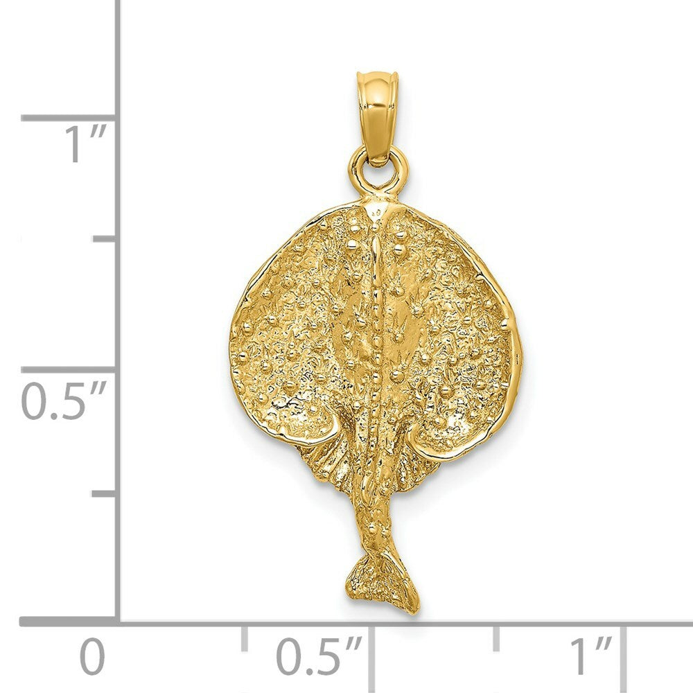 14K Yellow Gold 2-D Round Stingray Charm Pendant