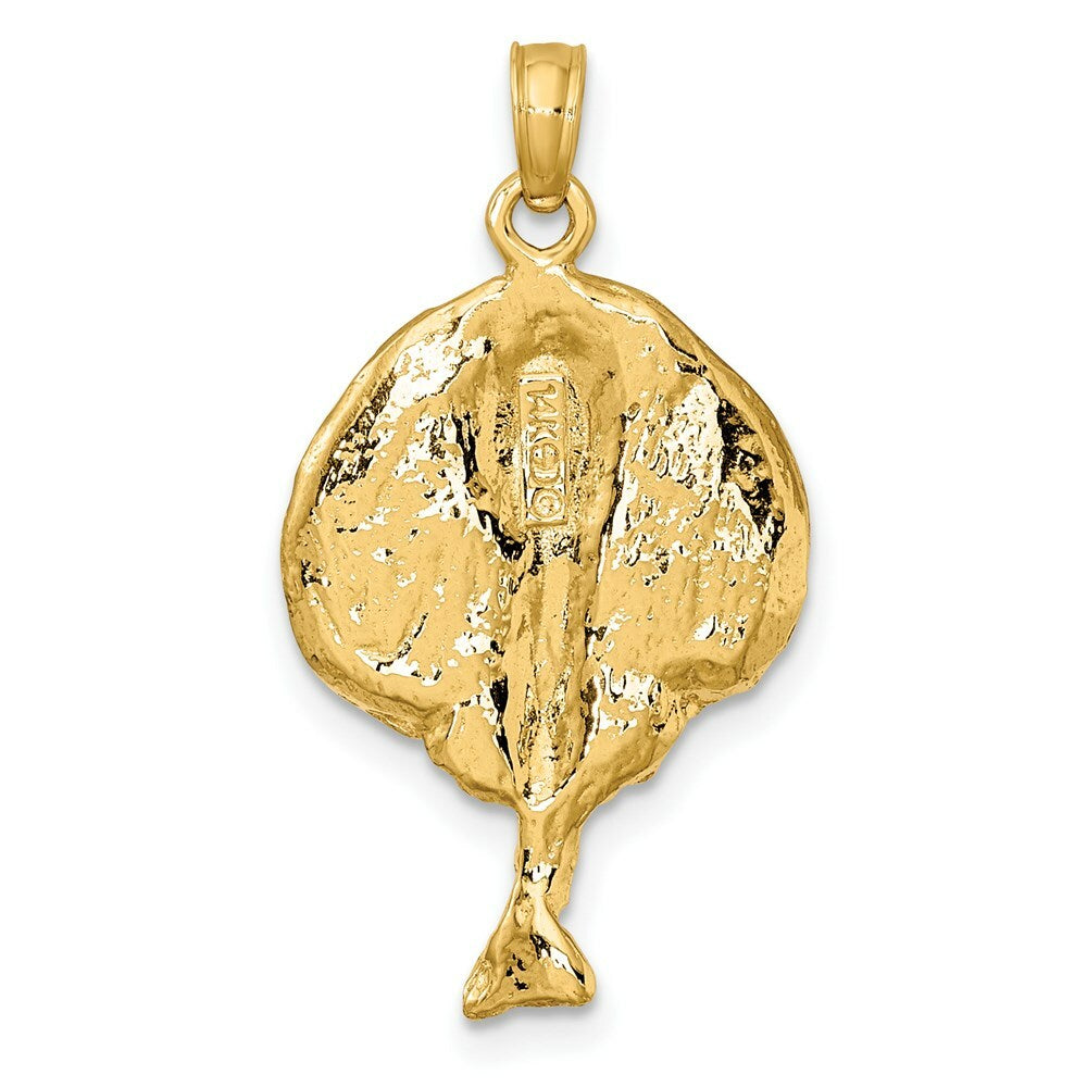 14K Yellow Gold 2-D Round Stingray Charm Pendant