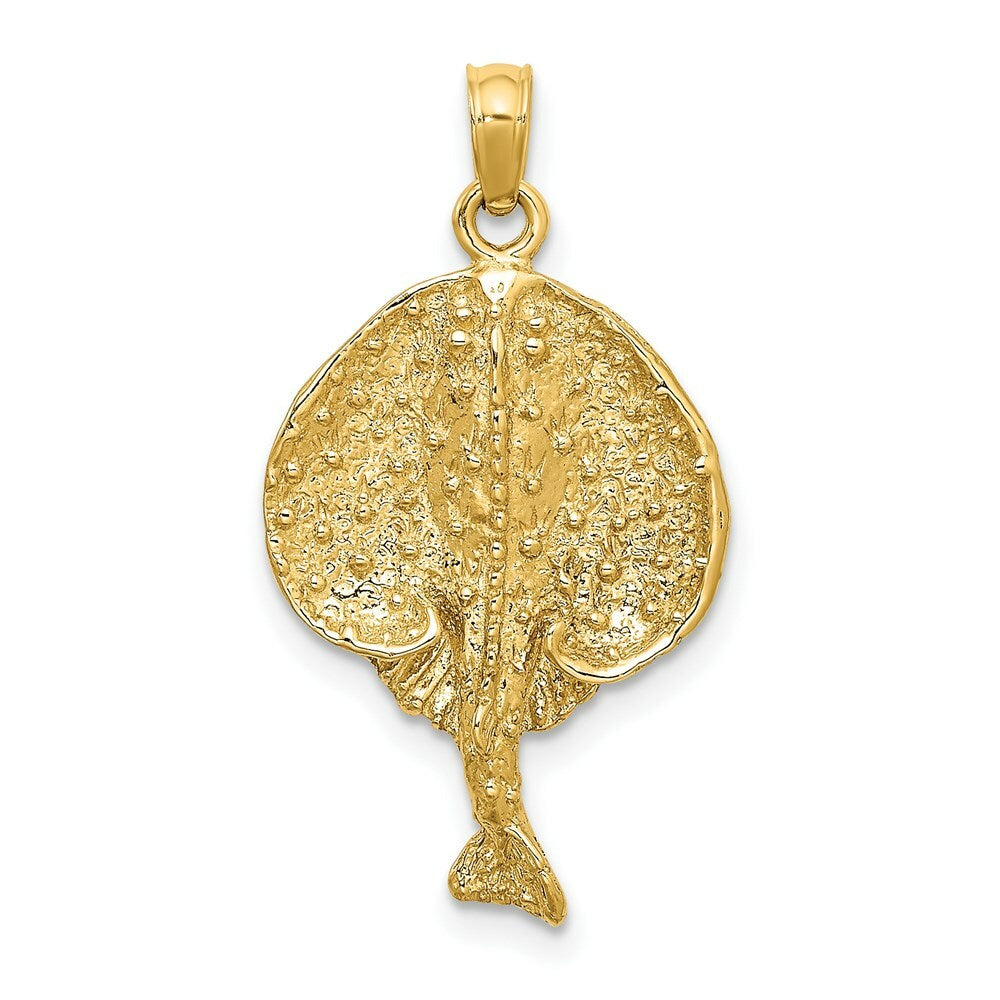 14K Yellow Gold 2-D Round Stingray Charm Pendant
