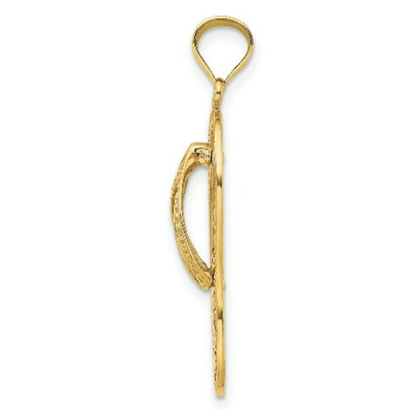 14K Yellow Gold Polished Dolphin Flip-Flop Charm Pendant