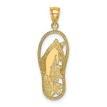 Load image into Gallery viewer, 14K Yellow Gold Polished Dolphin Flip-Flop Charm Pendant

