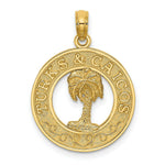 Load image into Gallery viewer, 14K Yellow Gold TURKS &amp; CAICOS Round Frame With Palm Tree Charm Pendant
