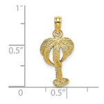Load image into Gallery viewer, 14K Yellow Gold 2-D Textured Palm Tree Charm Pendant
