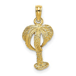 Load image into Gallery viewer, 14K Yellow Gold 2-D Textured Palm Tree Charm Pendant
