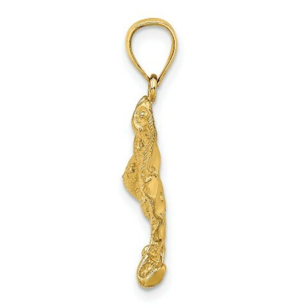 14K Yellow Gold 2-D Spotted Eagle Ray With Holes Charm Pendant