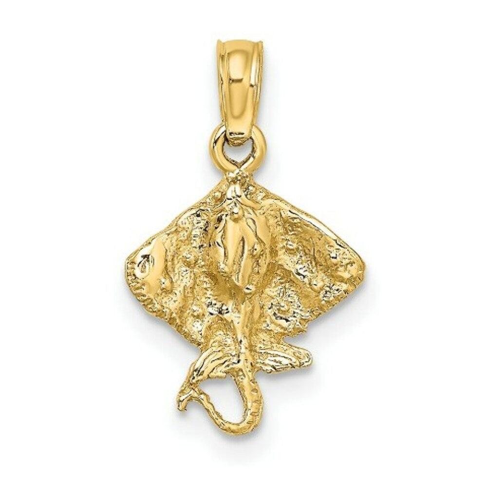 14K Yellow Gold 2-D Stingray Charm Pendant