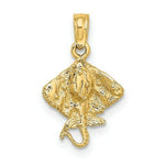 Load image into Gallery viewer, 14K Yellow Gold 2-D Stingray Charm Pendant

