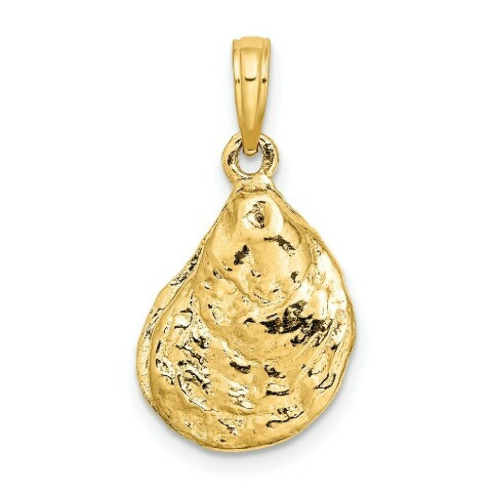 14K Yellow Gold 3-D Textured OYSTER SHELL Charm Pendant