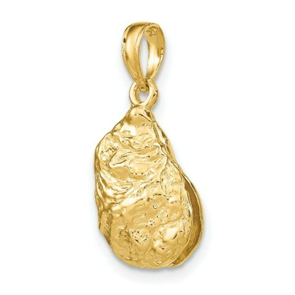 14K Yellow Gold 3-D Textured OYSTER SHELL Charm Pendant