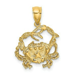 Load image into Gallery viewer, 14K Yellow Gold 2-D Textured Crab Charm Pendant
