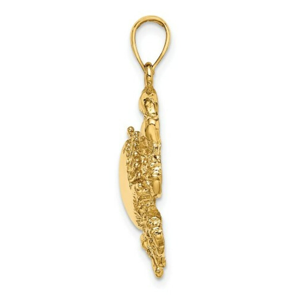 14K Yellow Gold 2-D Crab Charm Pendant