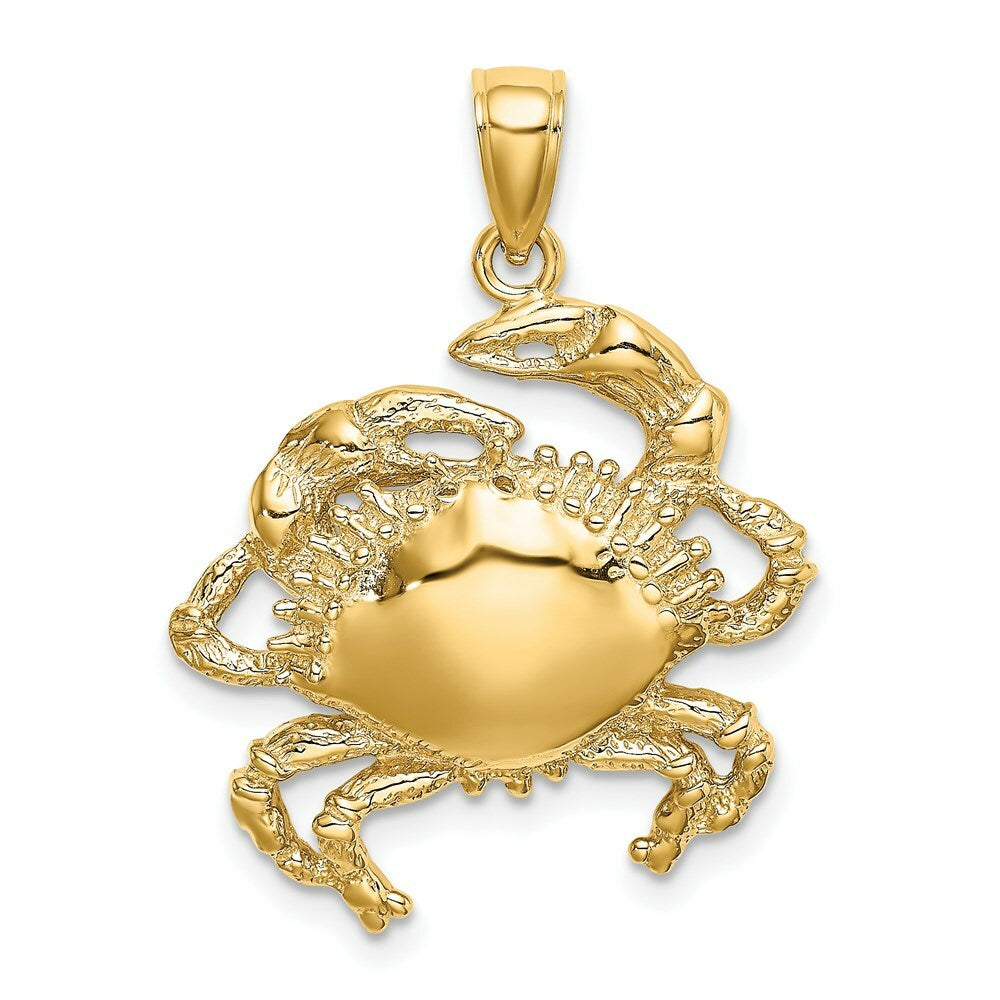 14K Yellow Gold 2-D Crab Charm Pendant