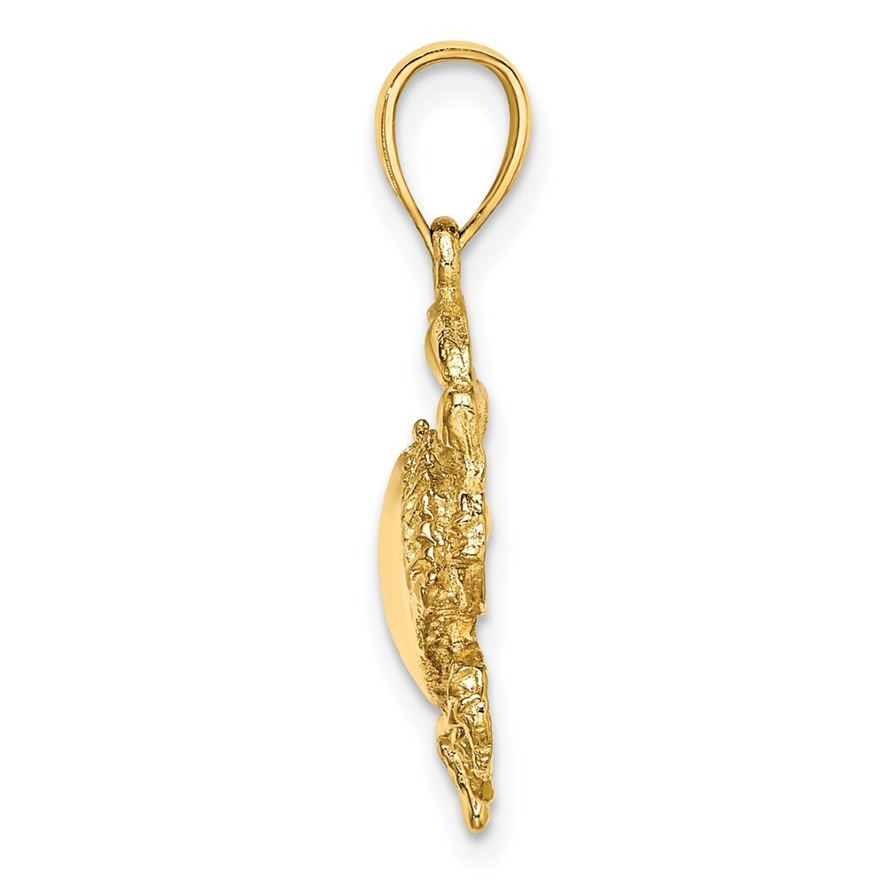 14K Yellow Gold 2-D Crab Charm Pendant