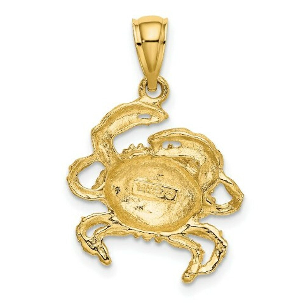 14K Yellow Gold 2-D Crab Charm Pendant