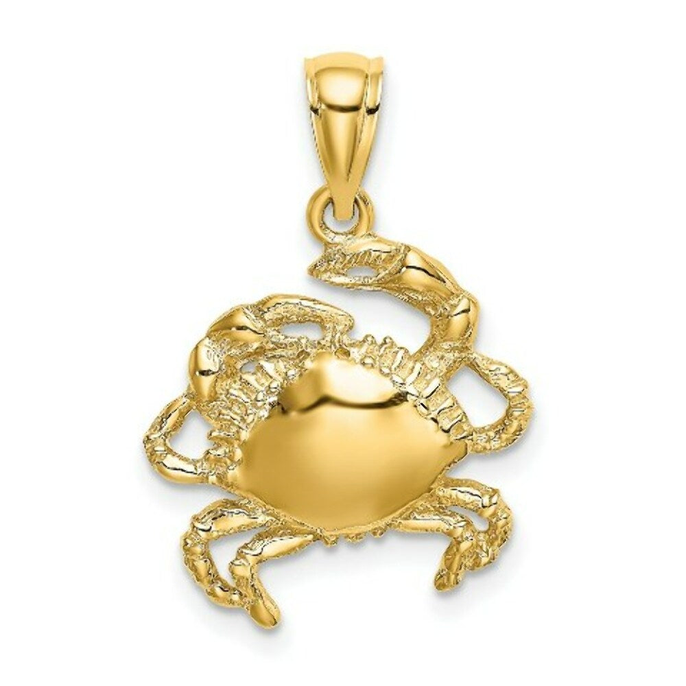 14K Yellow Gold 2-D Crab Charm Pendant