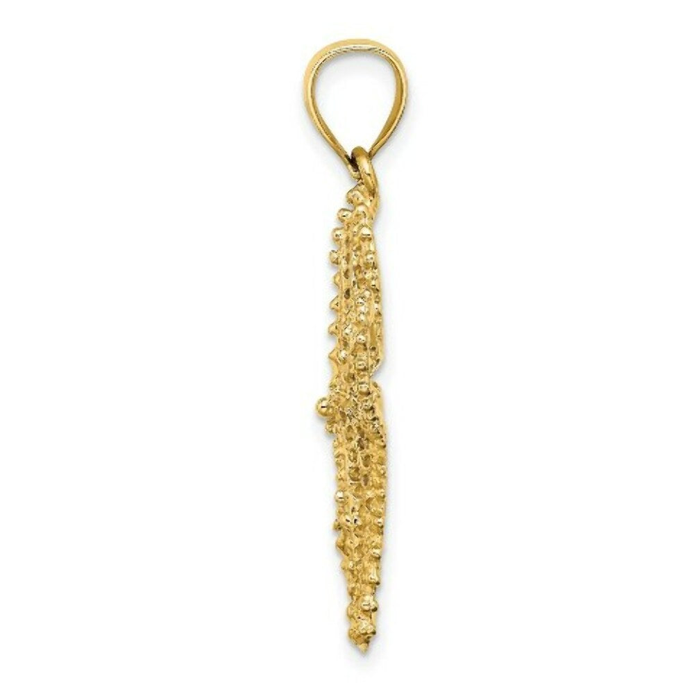 14K Yellow Gold 2-D Starfish With Small HOLES Charm Pendant