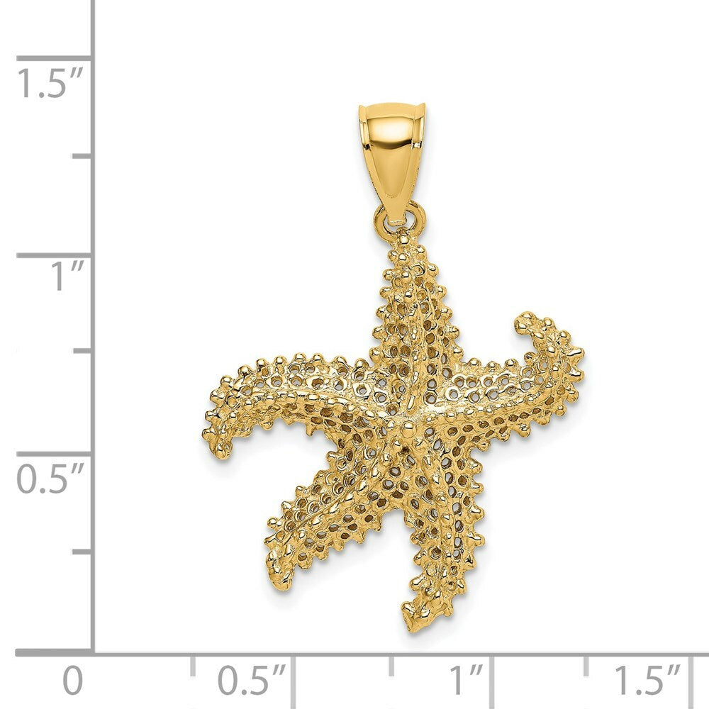 14K Yellow Gold 2-D Starfish With Small HOLES Charm Pendant