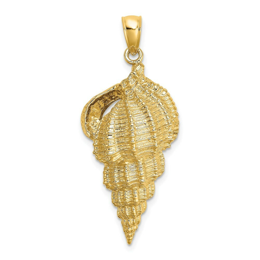 14K Yellow Gold 2-D COMMON WENTLETRAP SHELL Charm Pendant