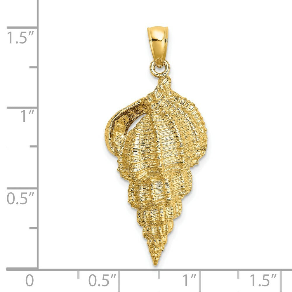 14K Yellow Gold 2-D COMMON WENTLETRAP SHELL Charm Pendant