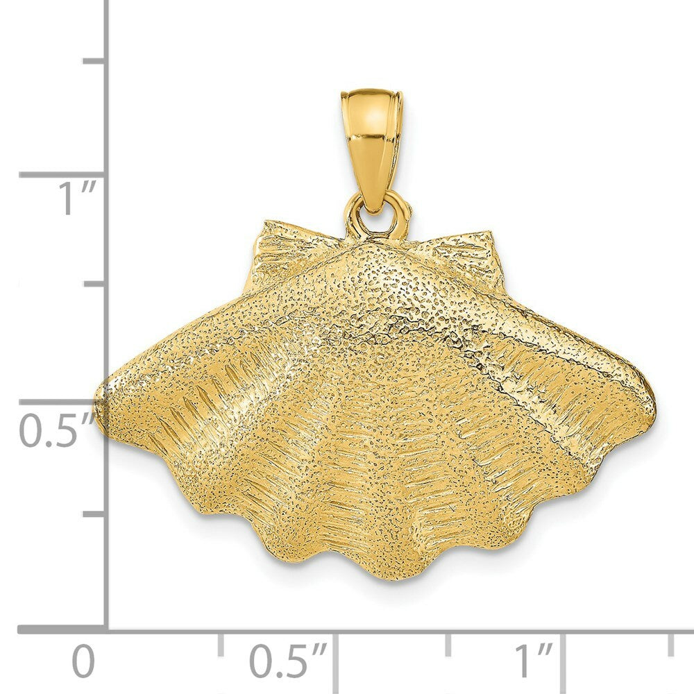 14K Yellow Gold 2-D CLAM SHELL Charm Pendant