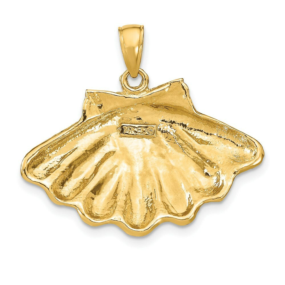 14K Yellow Gold 2-D CLAM SHELL Charm Pendant
