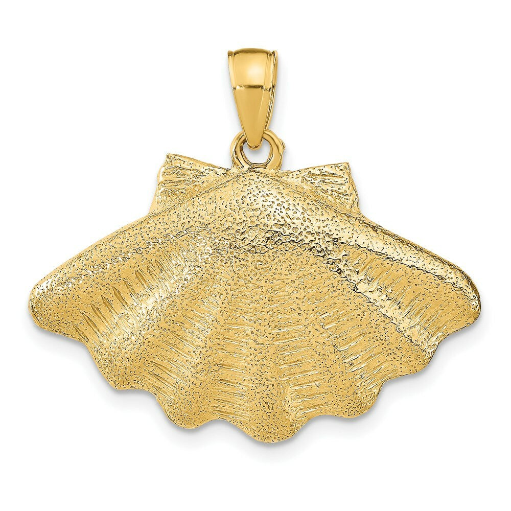 14K Yellow Gold 2-D CLAM SHELL Charm Pendant