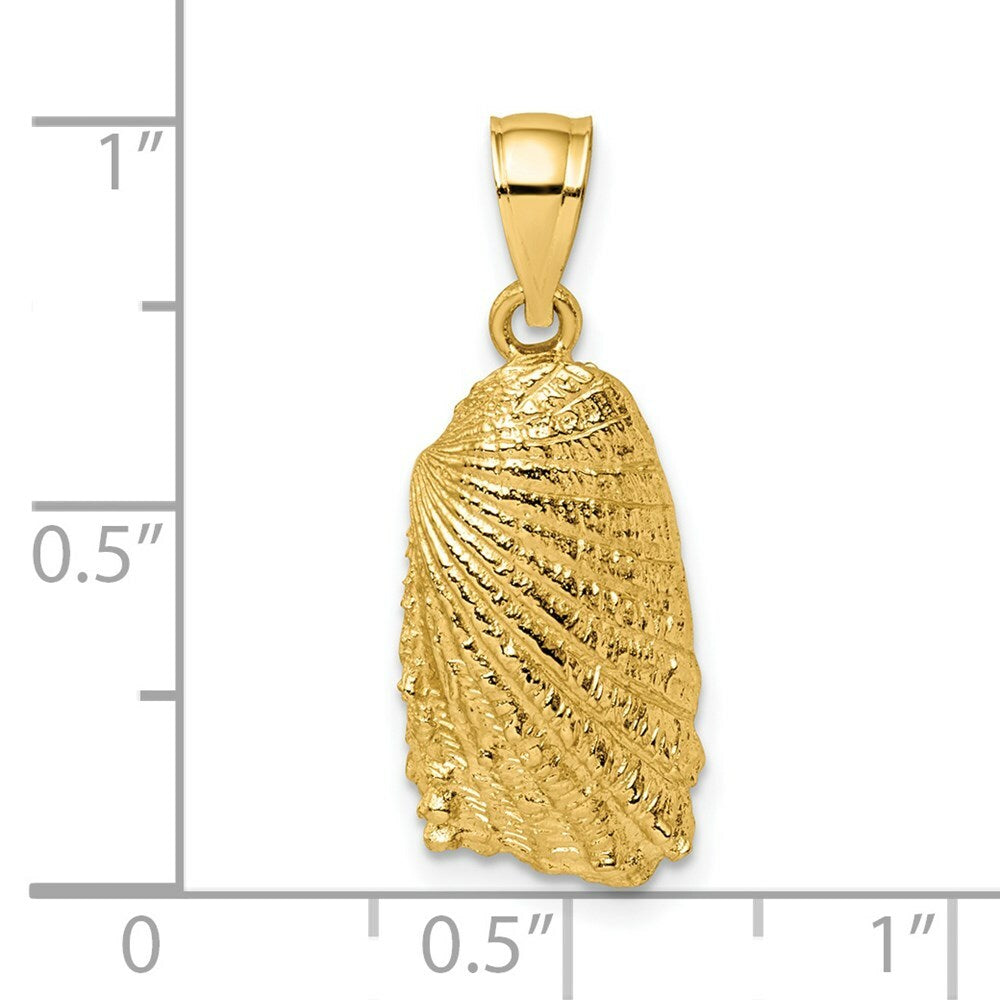 14K Yellow Gold 2-D SHELL Charm Pendant