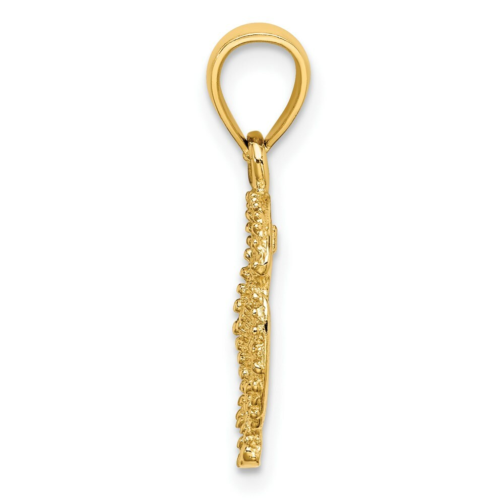 14K Yellow Gold 2-D SAND DOLLAR With Star Charm Pendant