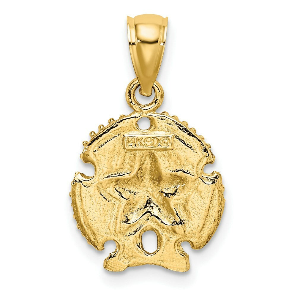 14K Yellow Gold 2-D SAND DOLLAR With Star Charm Pendant