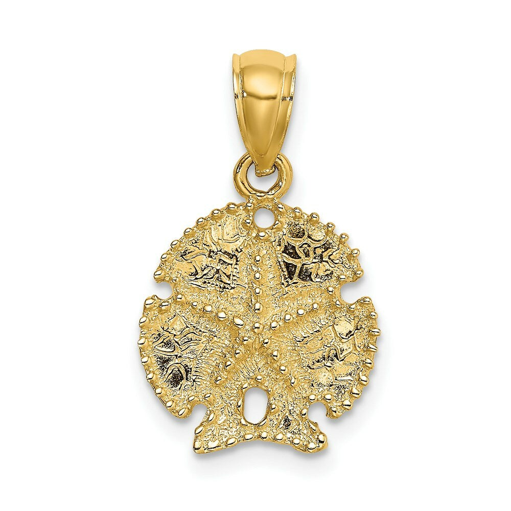 14K Yellow Gold 2-D SAND DOLLAR With Star Charm Pendant