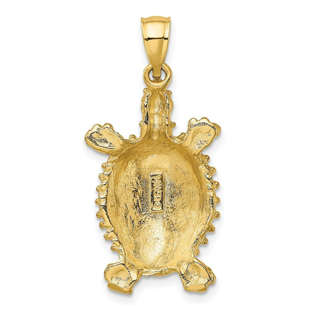 14K Yellow Gold 2-D LAND TURTLE Charm Pendant