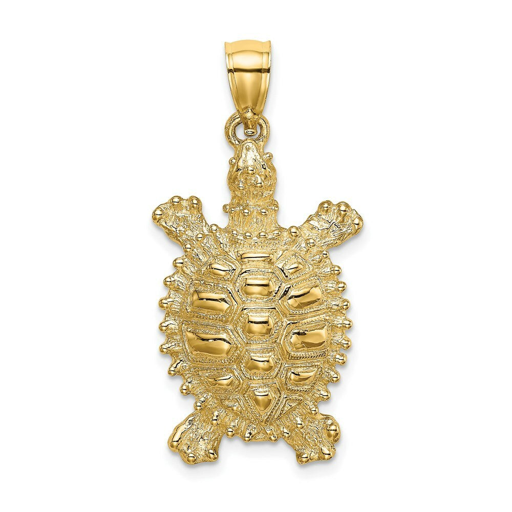 14K Yellow Gold 2-D LAND TURTLE Charm Pendant