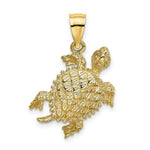 Load image into Gallery viewer, 14K Yellow Gold 2-D SEA TURTLE With Tail Charm Pendant
