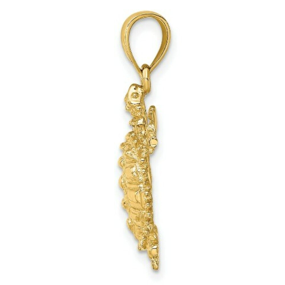 14K Yellow Gold 2-D LAND TURTLE Charm Pendant