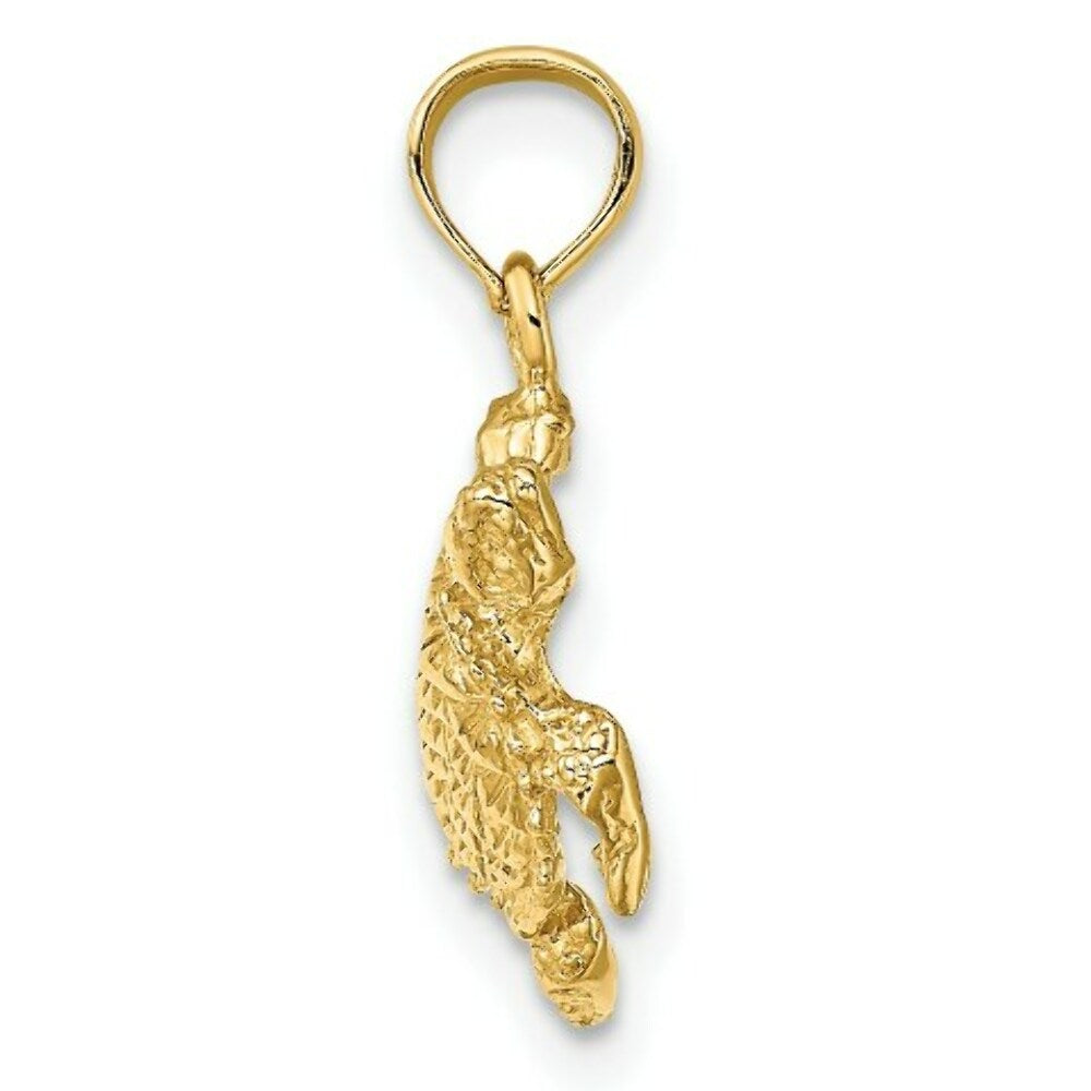 14K Yellow Gold 2-D SEA TURTLE With Tail Charm Pendant