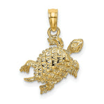 Load image into Gallery viewer, 14K Yellow Gold 2-D SEA TURTLE With Tail Charm Pendant
